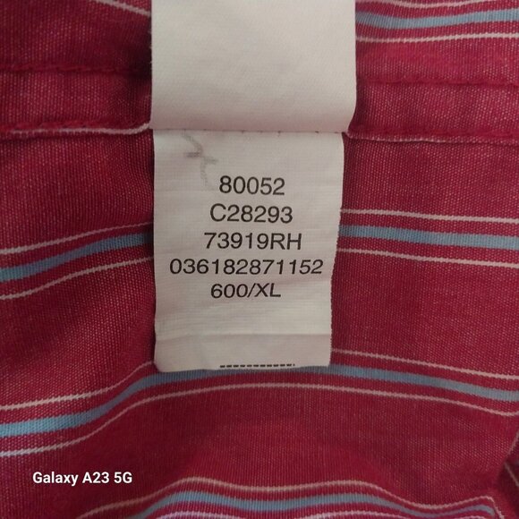 Chaps Men's XL Red & White Striped Long-Sleeve Button-Down Shirt Preppy Classic - Picture 4 of 6